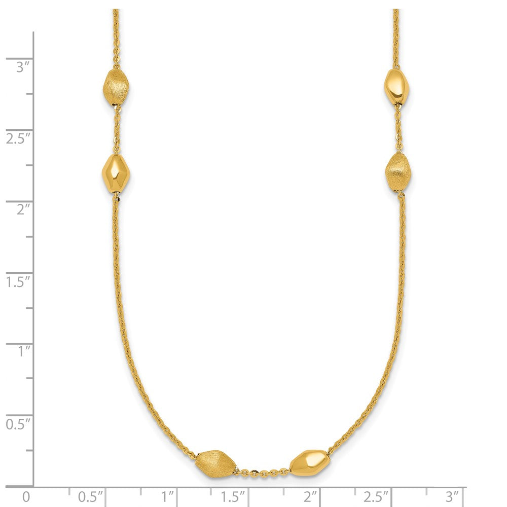 Polished and Brushed Beaded Station Necklace 24"