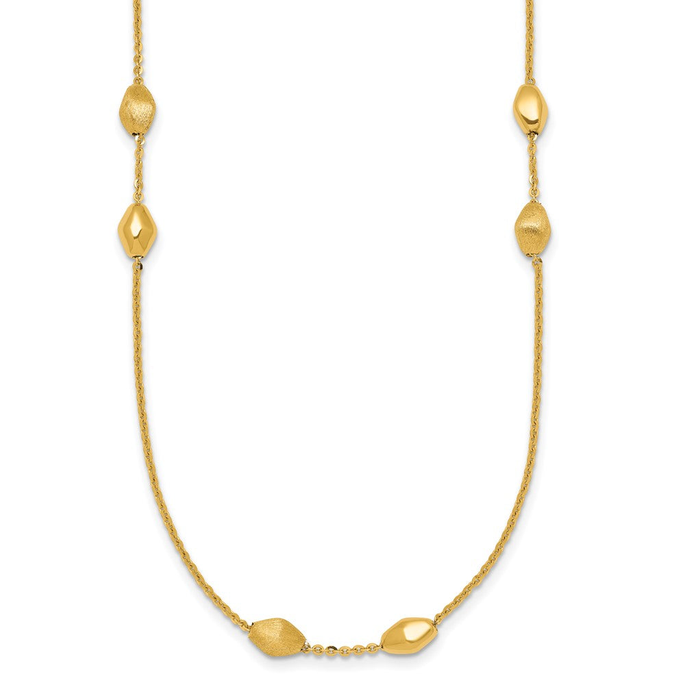 Polished and Brushed Beaded Station Necklace 24"