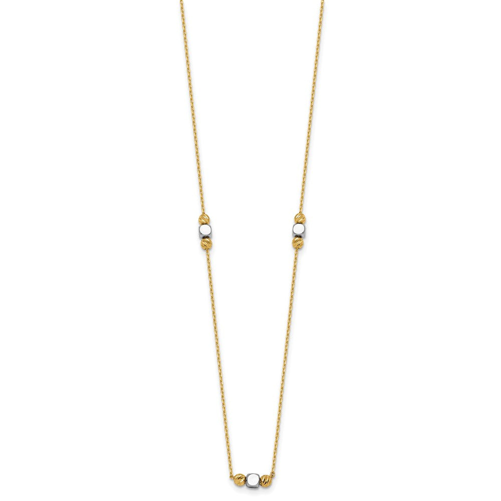 Polished Diamond-cut Bead Fancy w/2in ext. Necklace