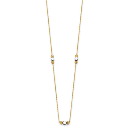 Polished Diamond-cut Bead Fancy w/2in ext. Necklace