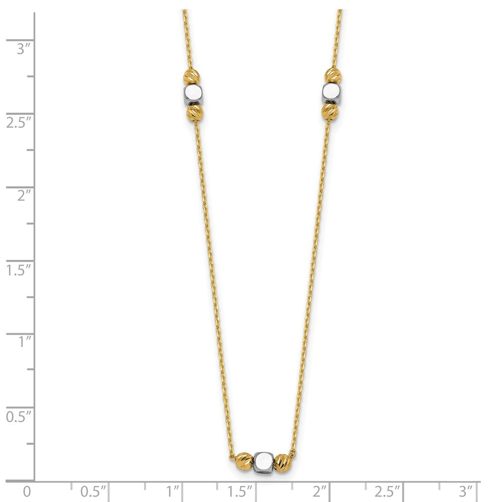 Polished Diamond-cut Bead Fancy w/2in ext. Necklace