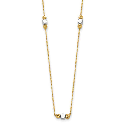 Polished Diamond-cut Bead Fancy w/2in ext. Necklace
