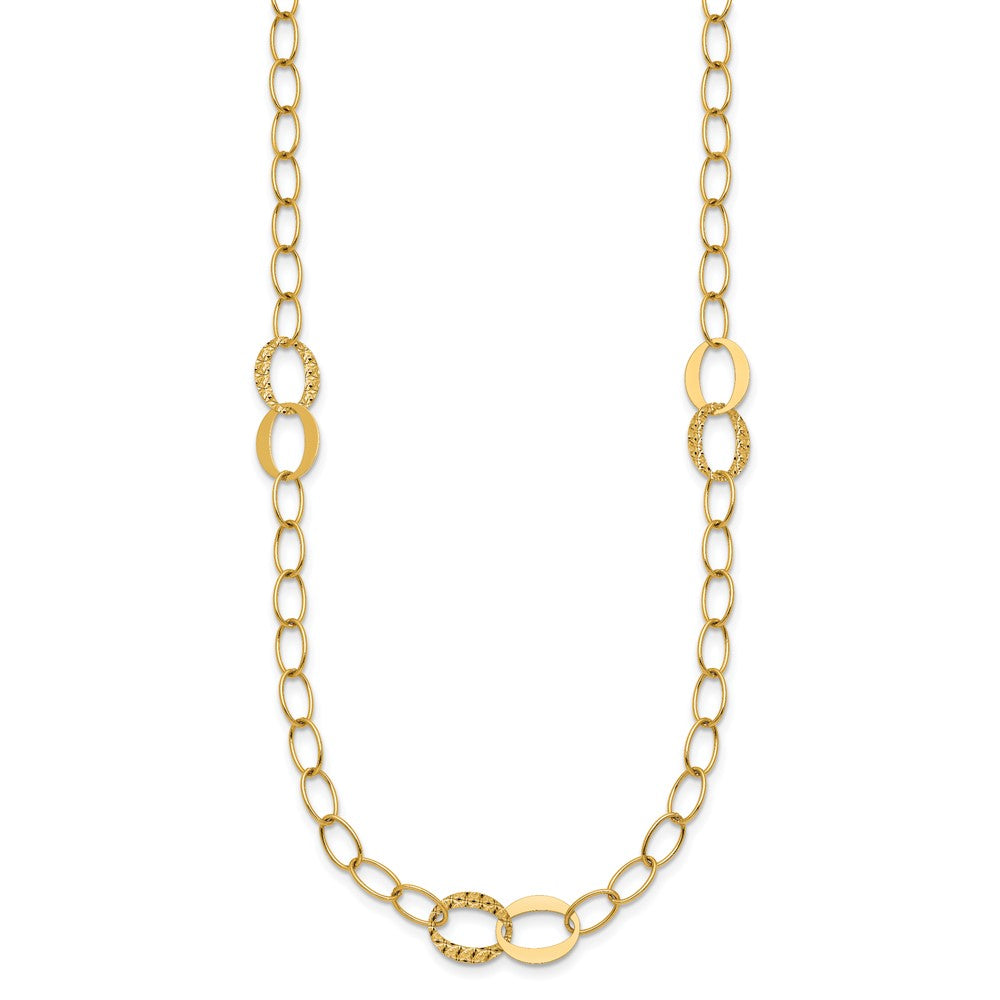 Polished and Diamond-cut Fancy Open Link Necklace 16.75"