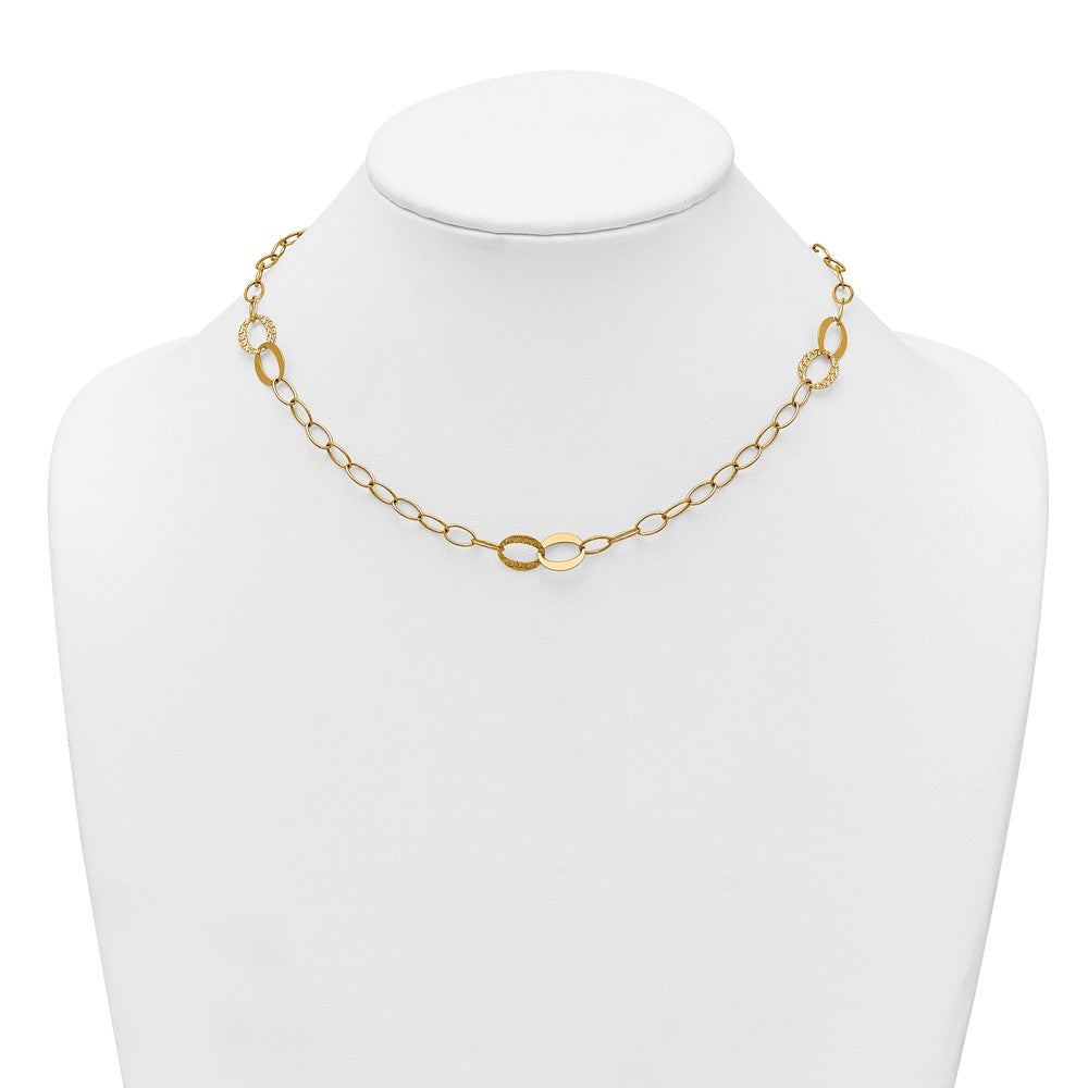 Polished and Diamond-cut Fancy Open Link Necklace 16.75"