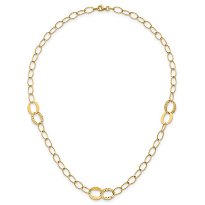 Polished and Diamond-cut Fancy Open Link Necklace 16.75"