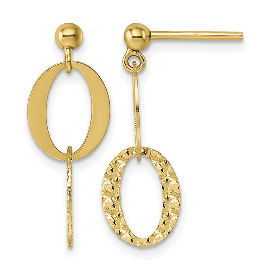 Polished and Textured Fancy Link Post Dangle Earrings