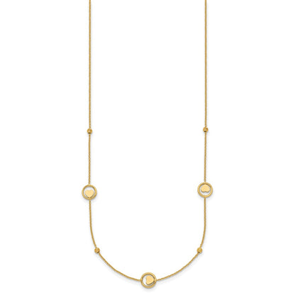 Polished Heart in Circle with D/C Beads Necklace 16.75"