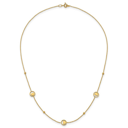 Polished Heart in Circle with D/C Beads Necklace 16.75"