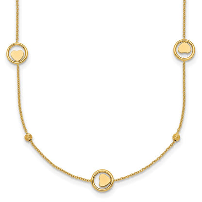 Polished Heart in Circle with D/C Beads Necklace 16.75"