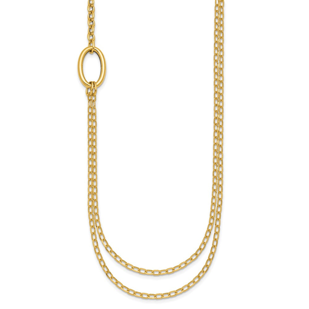 Polished Oval Double Strand Cable Chain Necklace 18"