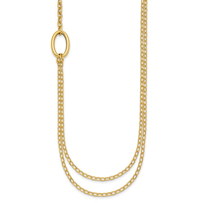 Polished Oval Double Strand Cable Chain Necklace 18"