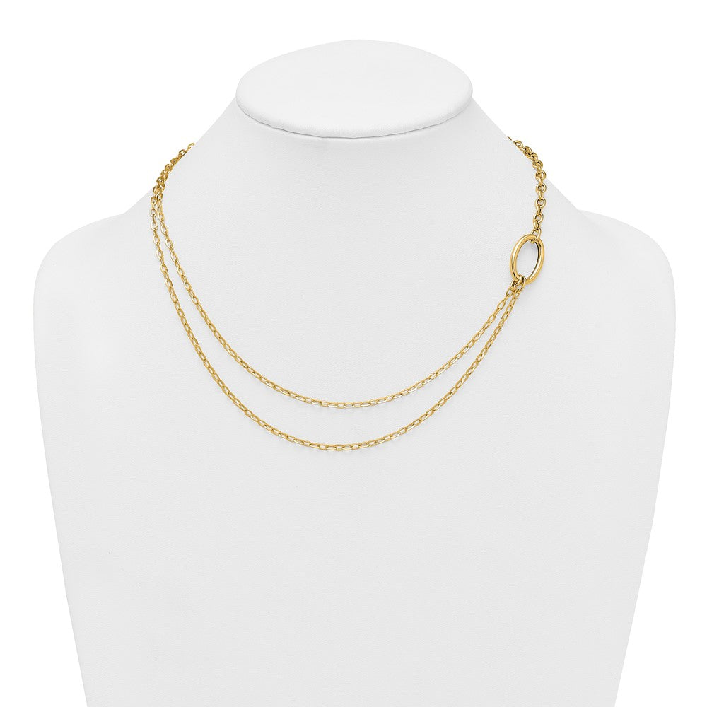 Polished Oval Double Strand Cable Chain Necklace 18"