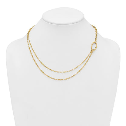 Polished Oval Double Strand Cable Chain Necklace 18"