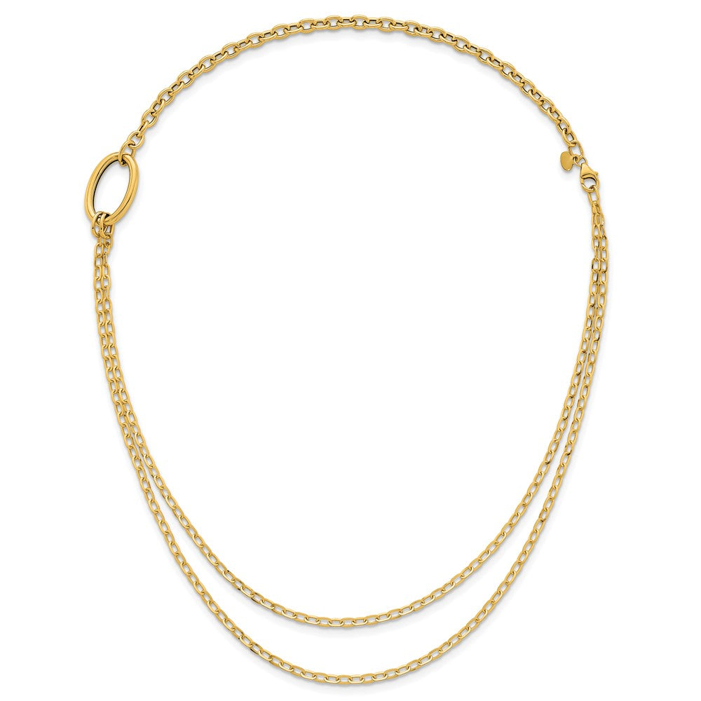 Polished Oval Double Strand Cable Chain Necklace 18"