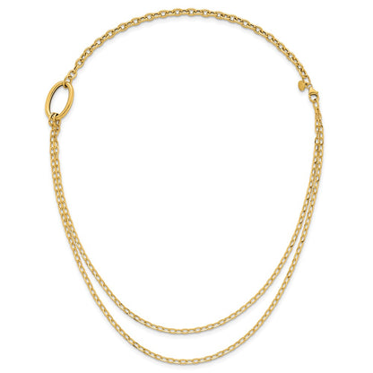Polished Oval Double Strand Cable Chain Necklace 18"