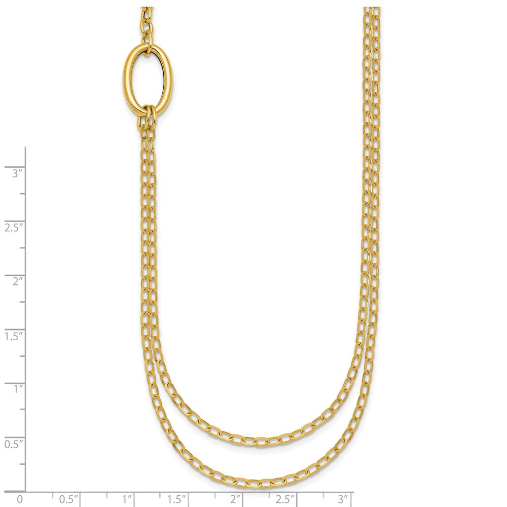 Polished Oval Double Strand Cable Chain Necklace 18"