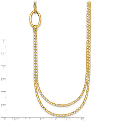 Polished Oval Double Strand Cable Chain Necklace 18"