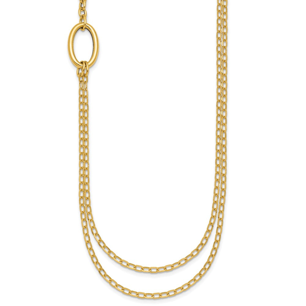 Polished Oval Double Strand Cable Chain Necklace 18"