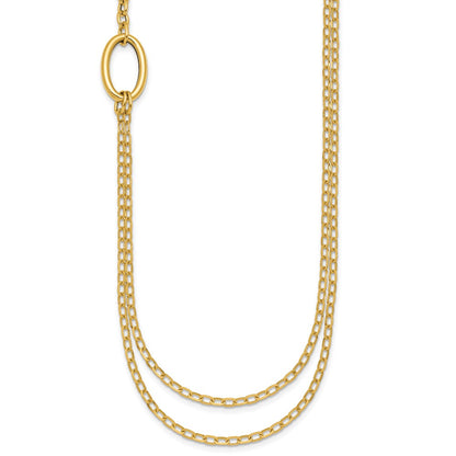 Polished Oval Double Strand Cable Chain Necklace 18"
