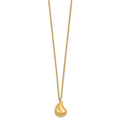 Polished And Brushed Curved Teardrop W/2in Ext Necklace