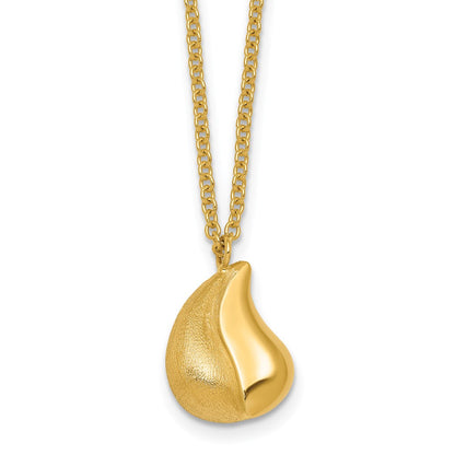 Polished And Brushed Curved Teardrop W/2in Ext Necklace