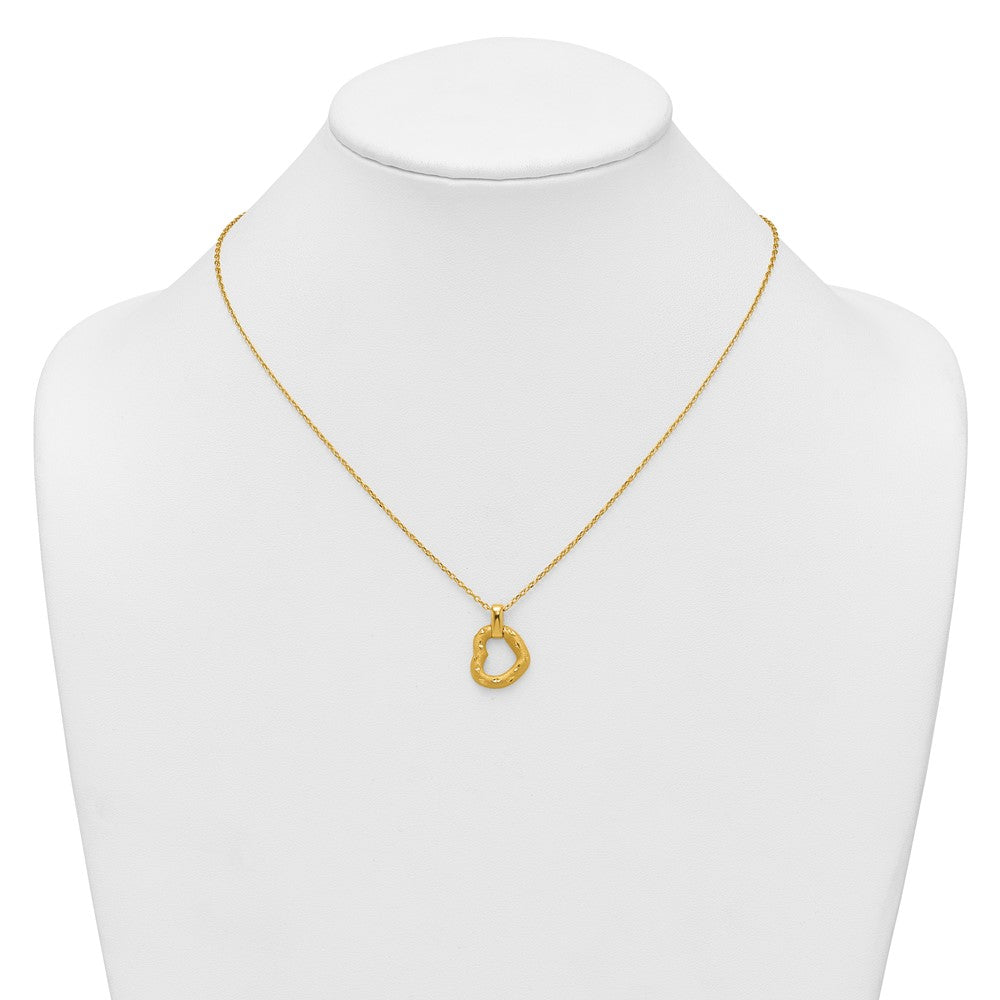 Polished Textured D/C Fancy Heart w/2.25in Ext Necklace