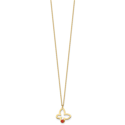 Polished Butterfly With Enamel Ladybug w/.75in Ext Children's Necklace