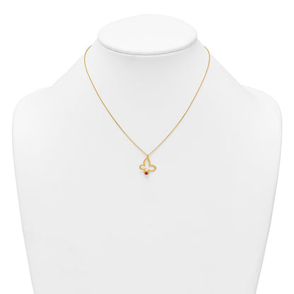 Polished Butterfly With Enamel Ladybug w/.75in Ext Children's Necklace