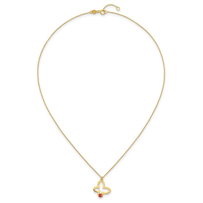 Polished Butterfly With Enamel Ladybug w/.75in Ext Children's Necklace