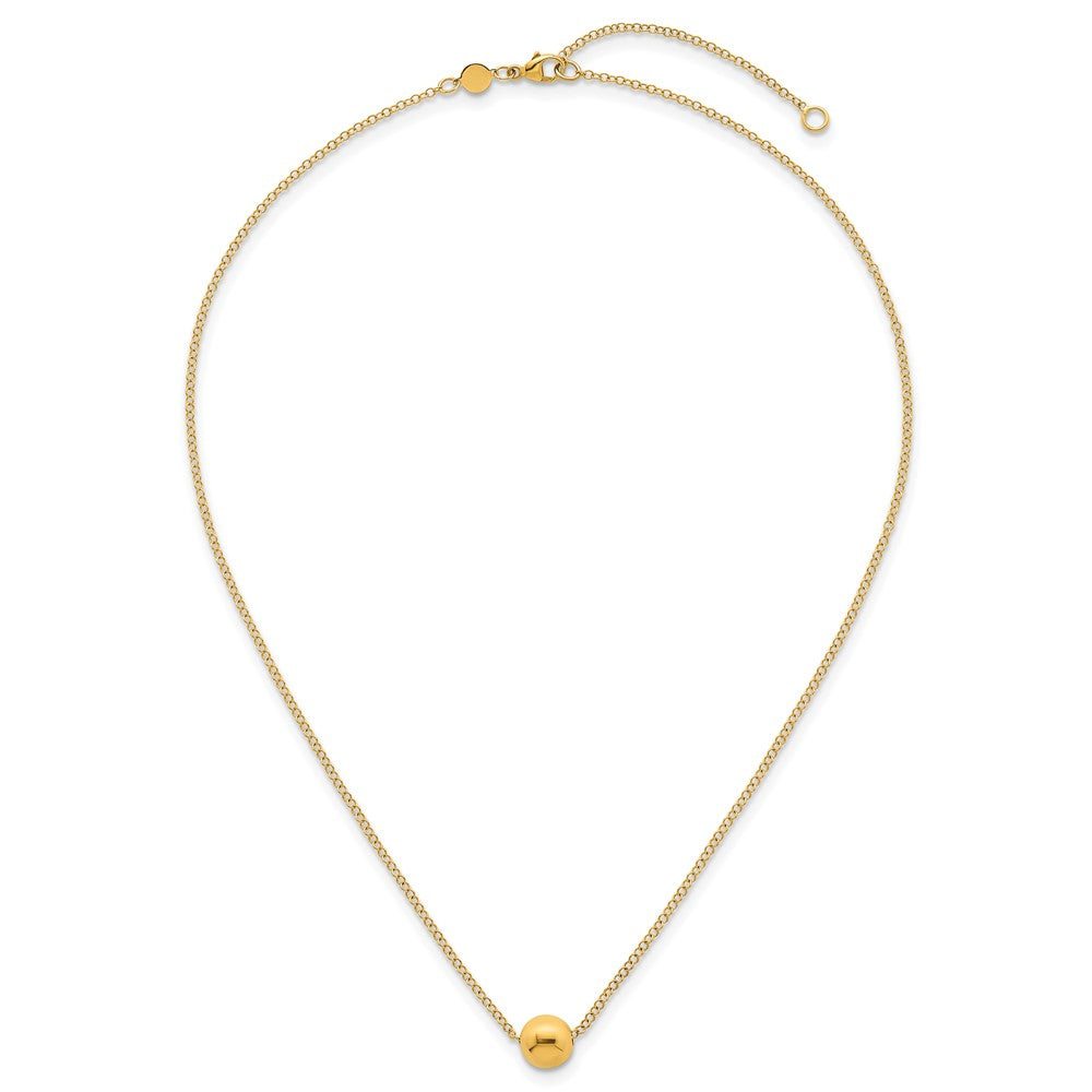 Polished Ball Bead With 2in Ext Necklace