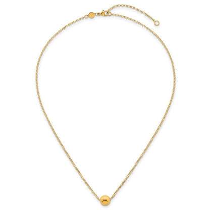 Polished Ball Bead With 2in Ext Necklace