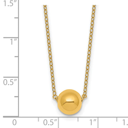 Polished Ball Bead With 2in Ext Necklace