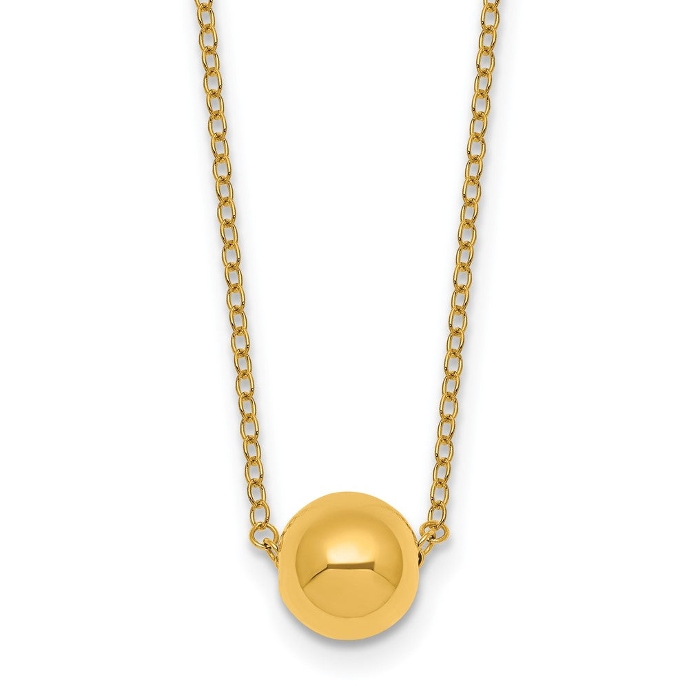 Polished Ball Bead With 2in Ext Necklace