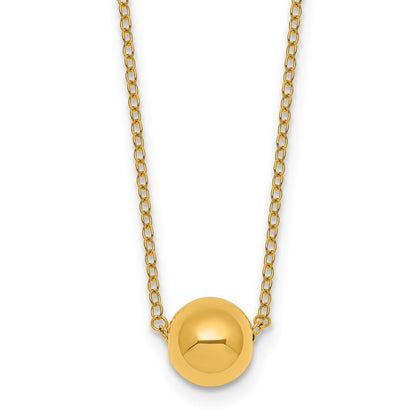 Polished Ball Bead With 2in Ext Necklace