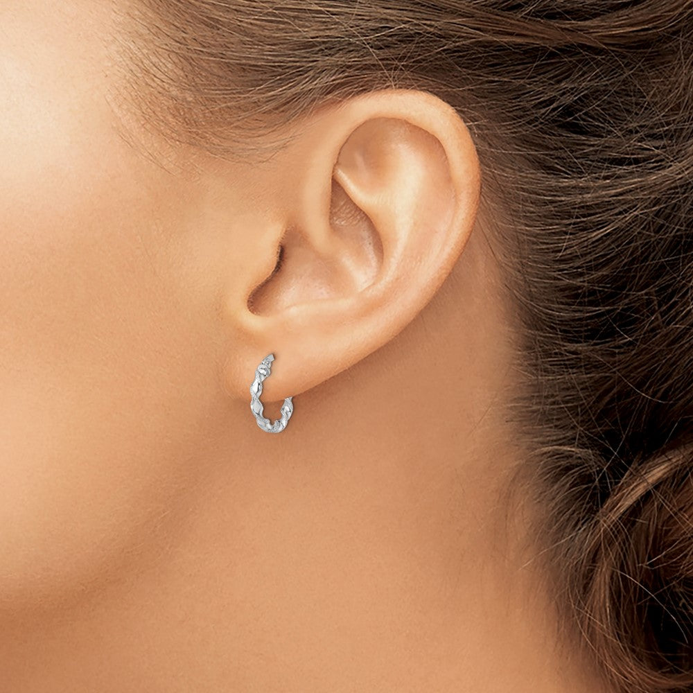10K Textured Twisted Hinged Hoop Earrings