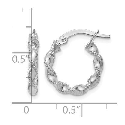 10K Textured Twisted Hinged Hoop Earrings