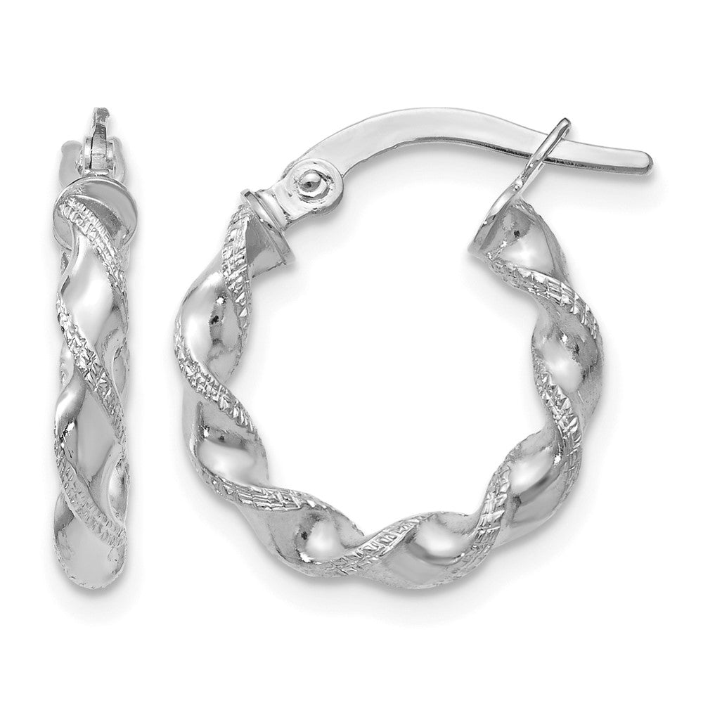 10K Textured Twisted Hinged Hoop Earrings