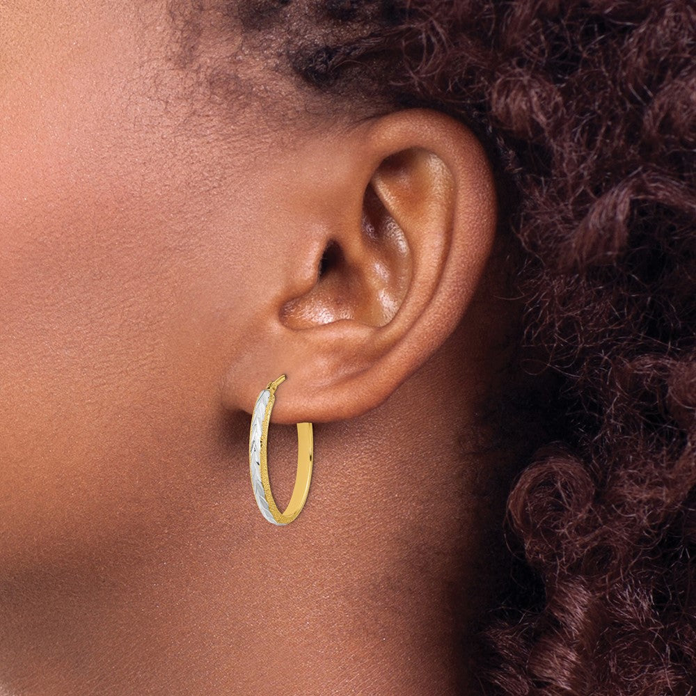 Diamond-cut Textured Hoop Earrings