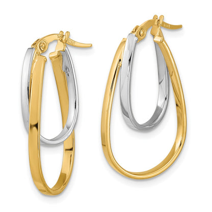 Polished Double Oval Hoop Earrings - Two-Tone Gold