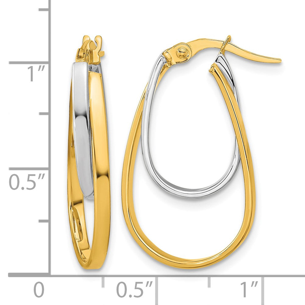 Polished Double Oval Hoop Earrings - Two-Tone Gold