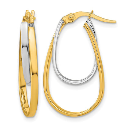 Polished Double Oval Hoop Earrings - Two-Tone Gold