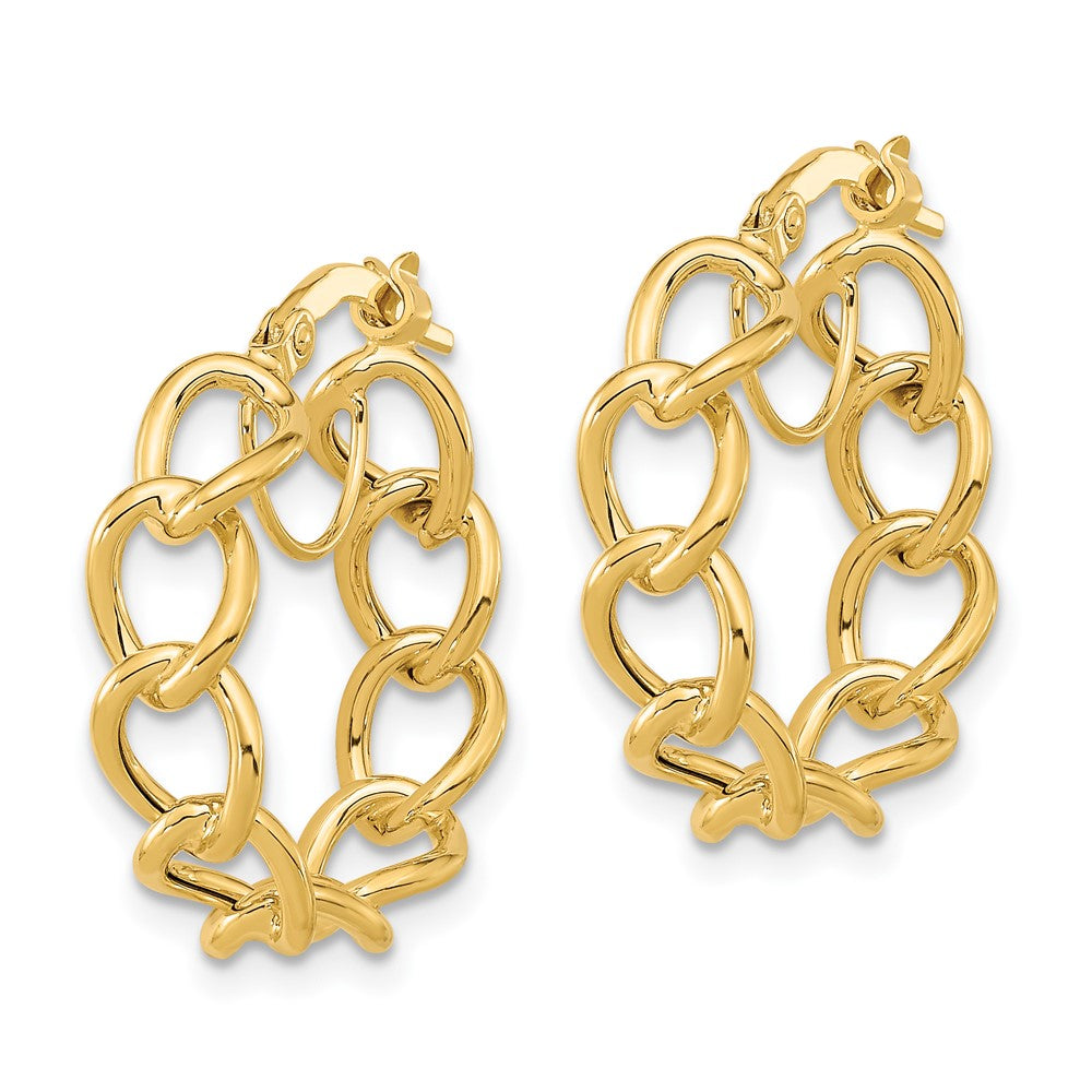Polished Cable Link Circle Hoop Earrings