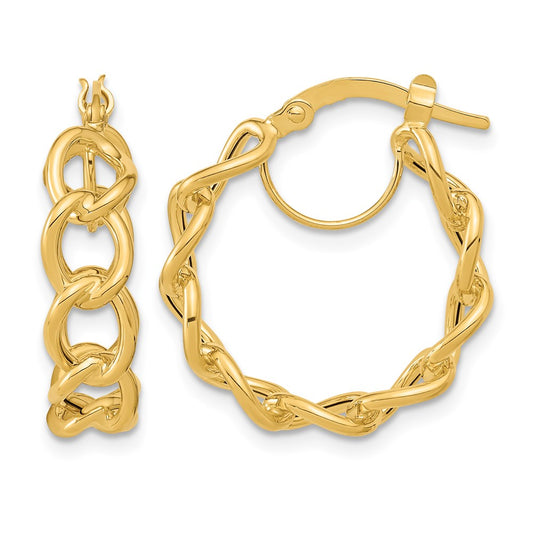 Polished Cable Link Circle Hoop Earrings