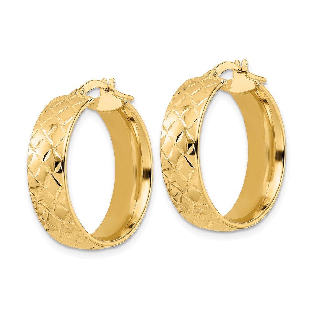Polished Textured Hoop Earrings - 22.96mm