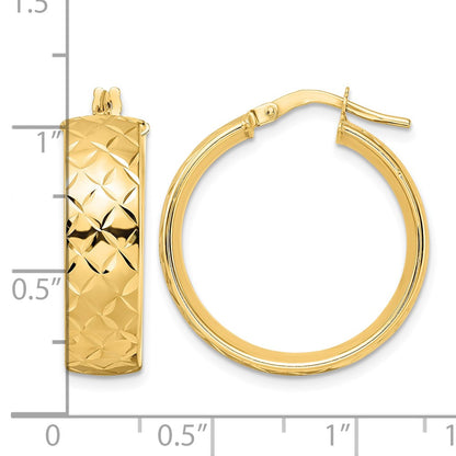 Polished Textured Hoop Earrings - 22.96mm