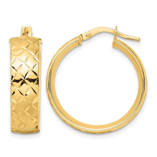 Polished Textured Hoop Earrings - 22.96mm