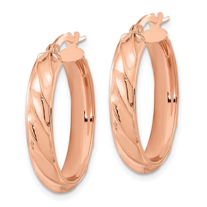 Polished and Twisted Oval Hoop Earrings - 4.75mm