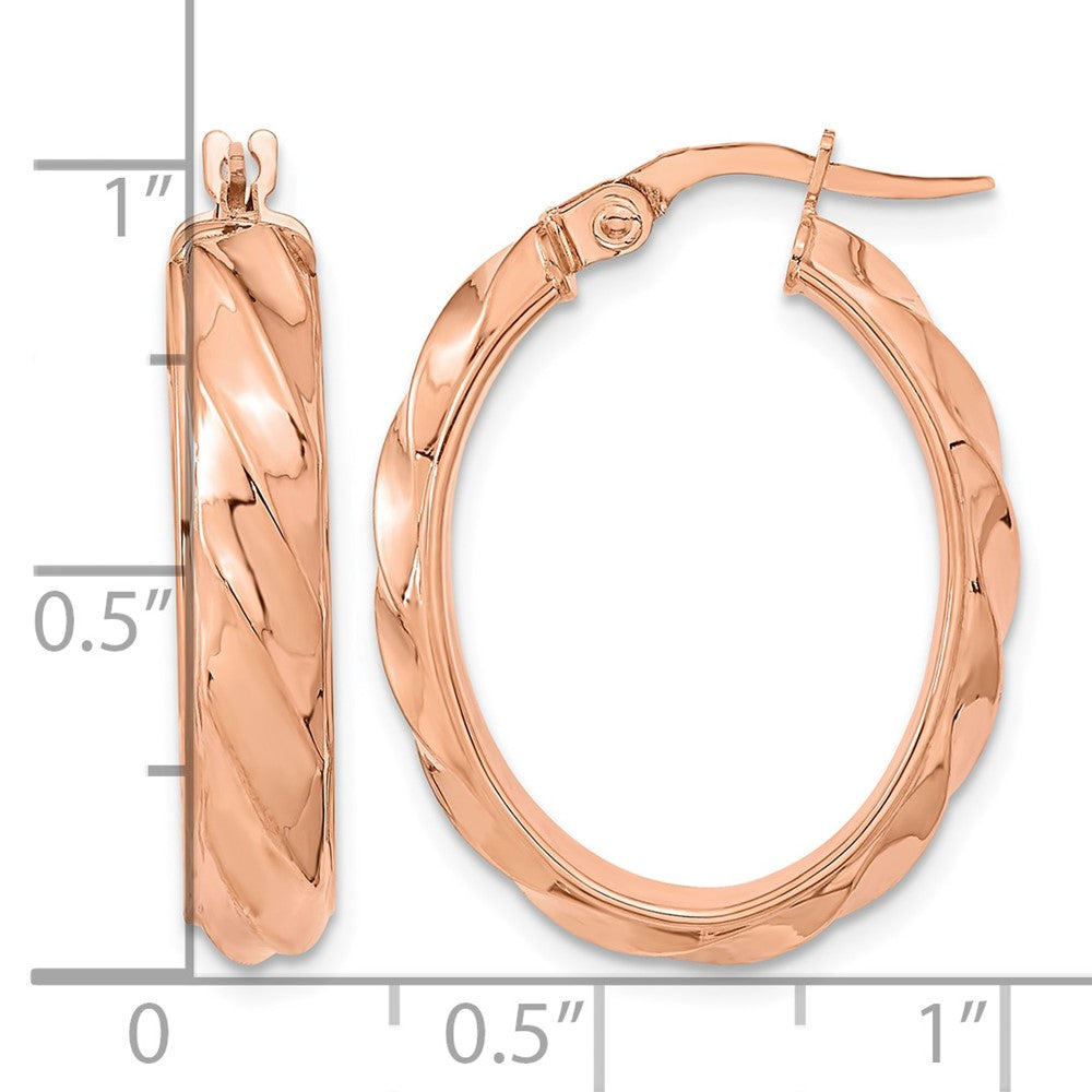 Polished and Twisted Oval Hoop Earrings - 4.75mm