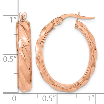 Polished and Twisted Oval Hoop Earrings - 4.75mm