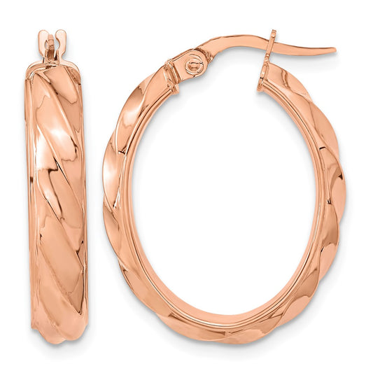 Polished and Twisted Oval Hoop Earrings - 4.75mm